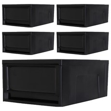 IRIS OHYAMA 愛麗思歐雅瑪 韓國製系統收納箱 滑動抽屜櫃 BC-370, 黑色, 26.4 x 37 x 16 cm, 5個