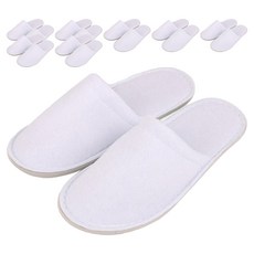 室內毛巾布拖鞋 D, 白色