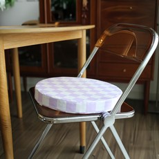 GLOSS 체커보드 클라우드 쿠션 원형, 바이올렛