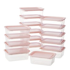 코멧 냉동밥 국용 전자레인지 사각 용기 핑크 400ml, 16개, 단품