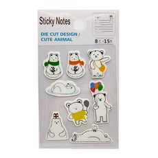 德德小品集 多款式 POP 小白熊的生活 便利貼, 可愛動物造型, 8 x 15 張, 不適用, 1組, #60588