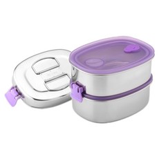 ZEBRA THAILAND 斑馬牌 304不銹鋼三用密封餐盒 盒裝 780ml 2層, 1組, 紫色