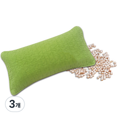 친환경편백아트 프리미엄 편백 큐브칩 베이직 베개, 연두(베개커버), 랜덤발송(속커버), 3개