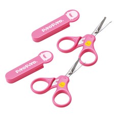 PiYOPiYO 黃色小鴨嬰幼兒指甲剪刀，安全設計軟指甲專用, 粉色, 2個