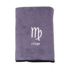 星座珊瑚絨浴巾, 08 處女座 灰色, 1條