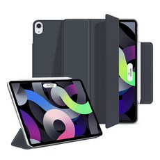 J-Road Folio 磁吸式 Apple Pencil 收納平板保護套, 鋼鐵灰, 1個