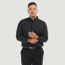 5XLARGE 男士大尺碼寬鬆版型口袋立領長袖襯衫