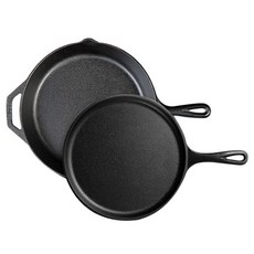 LODGE IH爐適用鑄鐵鍋具 2入, 單色, 煎鍋27cm+平底鍋27cm