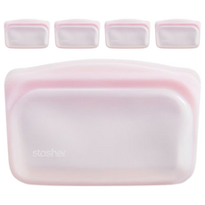 stasher 長形矽膠密封袋 - 按壓自密封，健康安全環保, 355ml, 5個, 1入