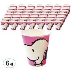 피너츠 칼라 종이컵 핑크 270ml, 50개입, 6개