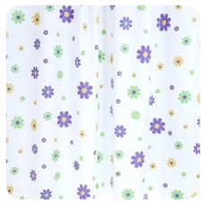 PEVA防霉防水浴簾 附掛環, 紫色小花, 1個