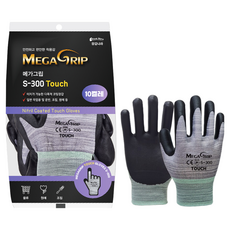 MEGA GRIP Nitrile Foam 半塗層工作手套 S S-300 Touch, 混合色, 10套