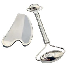 베오앤유 바디 페이스 스테인레스 마사지기 롤러 + 괄사 + 선물상자 세트, 1세트