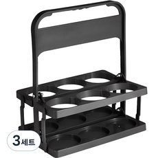 구디푸디 접이식 컵 음료수 트레이 6구 블랙, 1개입, 3개