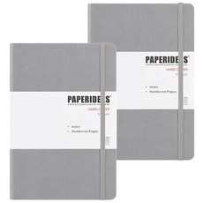 PAPERIDEAS A6 硬皮 188頁 點陣筆記本, 100g/m² 無酸紙, 槍灰, 2本