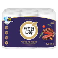 KleanNara 可綠納樂 Chef Kitchen 3層廚房紙巾, 6捲, 1個
