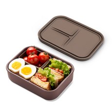 mommy's table 食品用矽膠便當盒 Sae Cham 3格 S, 1個, 熊棕色