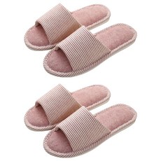 Maket Gamseong 奢華條紋室內拖鞋, 紅色