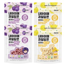 내아이애 과일담은 자일리톨 쌀과자 퍼프링, 블루베리 2p + 바나나 2p, 1세트