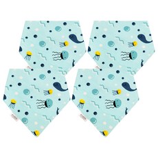 PUKU 藍色企鵝 柔棉造型領巾 Set 2條 雙排扣設計, 42*29*29cm, 鯨魚, 4條