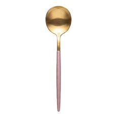 葡萄牙風 304不鏽鋼 粉金 甜品勺, 1入