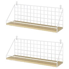 Joeki 工業風鐵藝牆面置物架 SN0074 2個, 白色