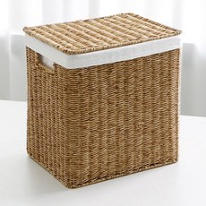 Nature Living 附蓋方形藤編籃 L號+內襯布, 混色, 1組