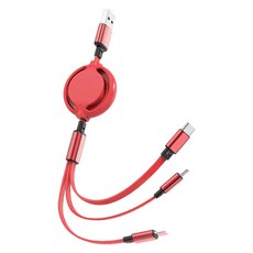 써뉴즈 심플 3in1 회전 고속 충전케이블, 1m, 레드, 1개