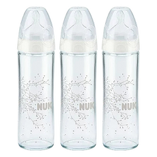 NUK 輕寬口玻璃奶瓶 2號 6-18個月, 玻璃, 240ml, 3個