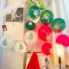 Stupid 聖誕節氣氛彩色印刷氣球 3種混合組 100入, 1個, 隨機出貨