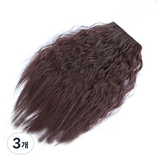하이유니 히피 펌 헤어뽕 정수리 붙임머리 피스 9 x 32 cm, 다크브라운, 3개
