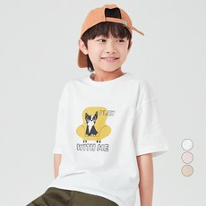 LollyTree 兒童款小狗寬鬆版型圖案短袖T恤
