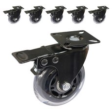 EMPIRE 靜音聚氨酯腳輪 平板旋轉 煞車 DPR3BRAKE, 6個