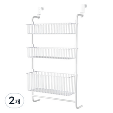 코멧 홈 3단 다용도 문걸이 수납선반, 화이트, 2개