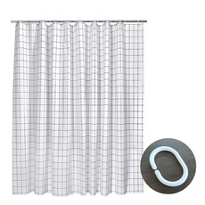 ANTS Eurostyle Check 浴簾 白色 180 x 200 cm, 1個