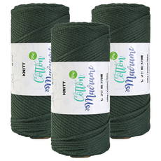 니뜨 뉴 코튼 마크라메 뜨개실 150g, 3개, 26다크그린
