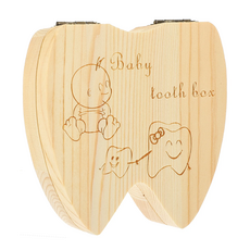 加厚牙齒造型 松木乳牙盒, 乳牙款 木色, 1個