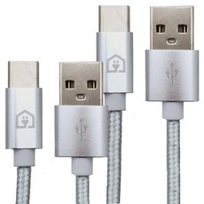 Home Planet Type-C 編織快充線, 1.5m, 銀色, 2條