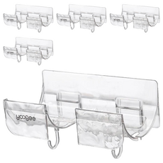 yoogee 冰川紋通用吹風機架, 免打孔, 多種牆面皆可安裝, 透明款, 5個