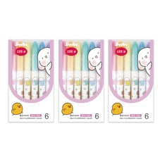 JAVAPEN Jjuba Friends 寶寶柔和螢光筆 6色組, 3套, 混合顏色