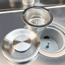 清爽家 水槽排水孔過濾網 + 全不鏽鋼蓋子組合, 1套, 2個裝