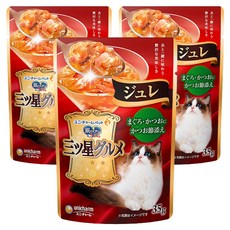 유니참긴노스푼 고양이 미쓰보시 구루메 쥬레 습식 파우치, 혼합맛(참치/가다랑어포), 35g, 3개