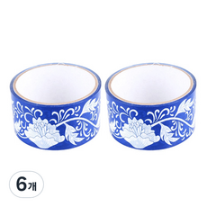 復古室內裝潢DIY裝飾捲筒膠帶 15m, B 藍色(牡丹), 6個