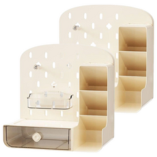 bebehome 洞洞板文具小物分類收納盒, 2個, 白色