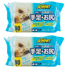 JOYPET 寵倍家 手足/排泄部位濕紙巾 犬貓用 綠茶乾溜萃取配合 膠原蛋白配合 無香料無酒精, 90張, 2包