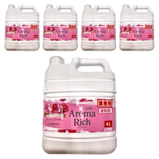 LION 獅王 Aroma Rich 衣物香氛柔軟精 玫瑰牡丹 粉色, 4L, 5罐