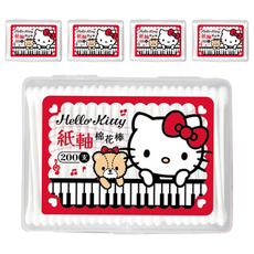 三麗鷗 Sanrio Hello Kitty 紙軸棉花棒 200支, 100%純棉雙頭, 5盒