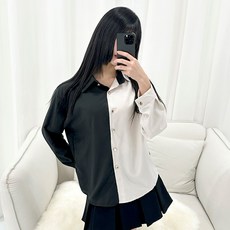 PEONIST 撞色長袖金釦襯衫