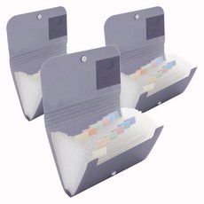 deLi 得力 迷你12格風琴夾 A6, 透明灰, 3個