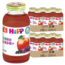 HiPP 喜寶 綜合紅寶多果汁 4個月以上, 200ml, 6瓶, 12瓶